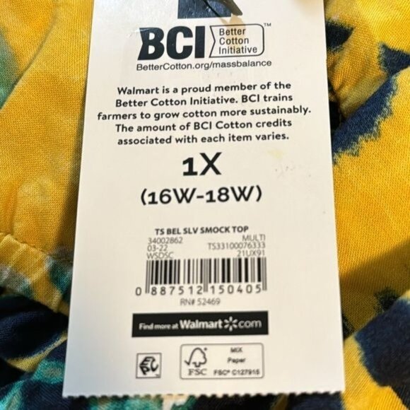 Terra & Sky Womens Boho Tie-Dye Smock Top 1X - Picture 2 of 9